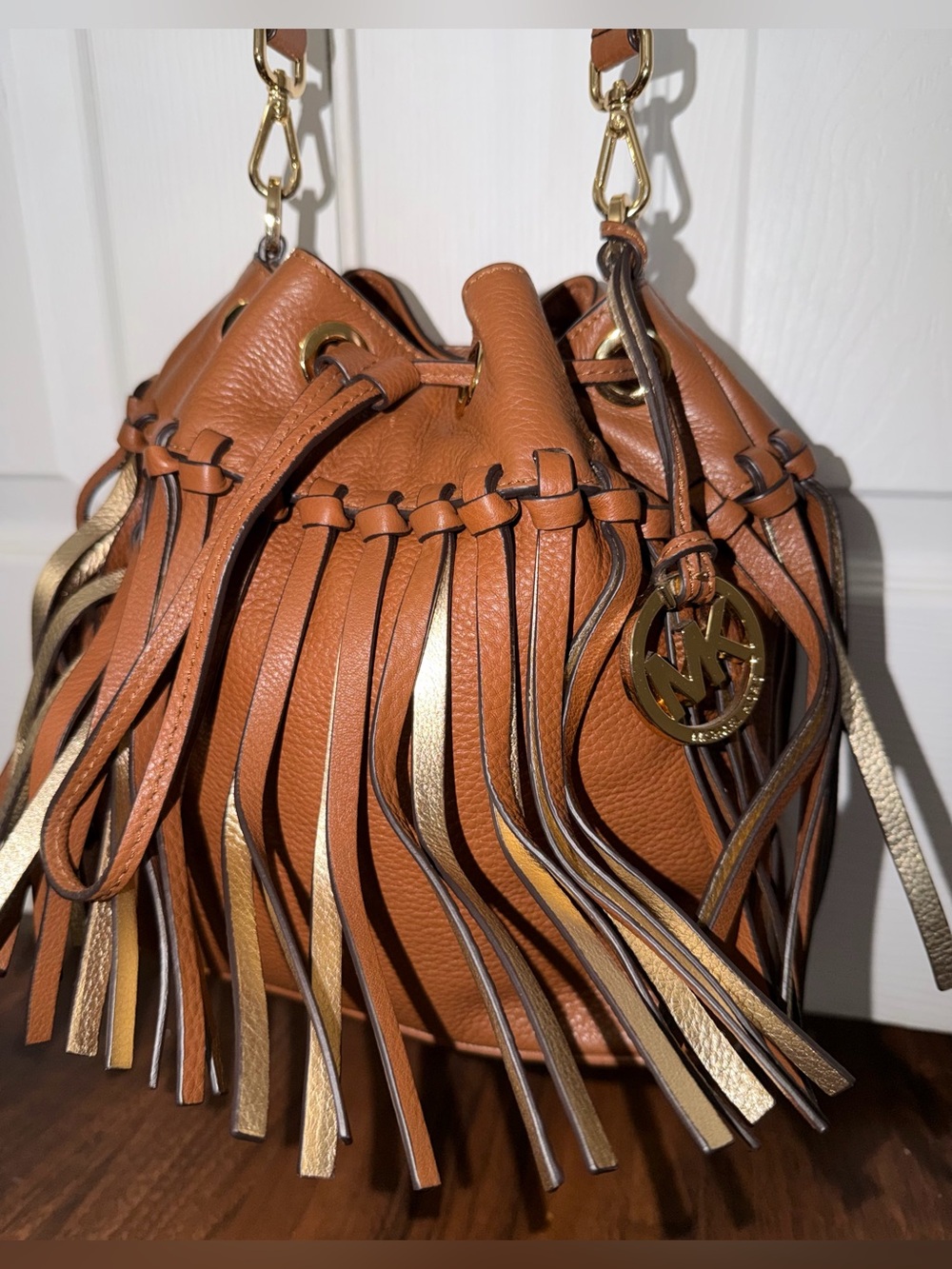 Michael Kors Christy Fringe
Drawstring Bucket Bag